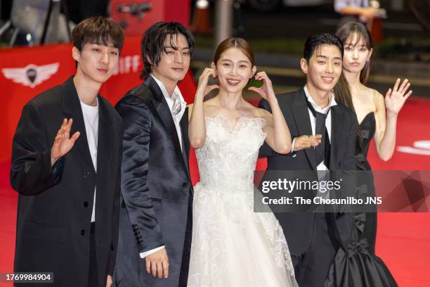 South Korean director Lee Chung-hyun, actors Kim Ji-hoon, Park Yu-rim, singer Gray and actress Jun Jong-Seo attend the opening ceremony of the 28th...