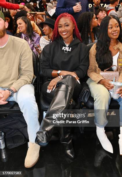 Rapper Kaliiiattends the game between the Atlanta Hawks and the Washington Wizards at State Farm Arena on November 01, 2023 in Atlanta, Georgia. NOTE...
