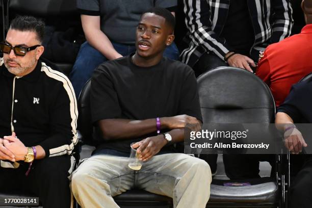 Damson Idris attends a basketball game between the Los Angeles Lakers and the Los Angeles Clippers at Crypto.com Arena on November 01, 2023 in Los...