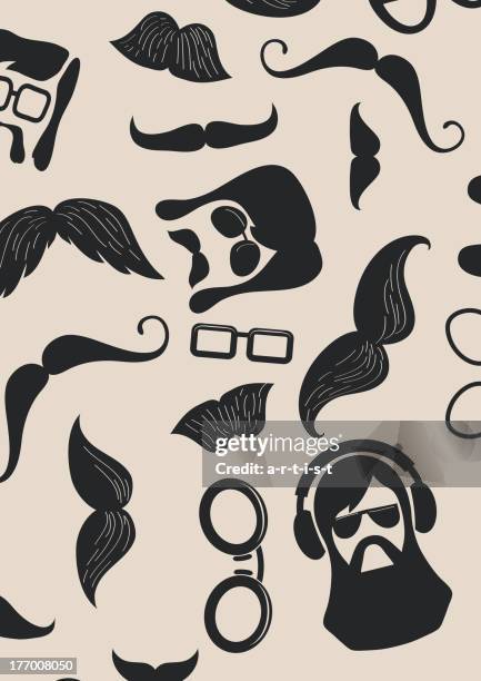 pattern with moustache - quirky senior stock illustrations