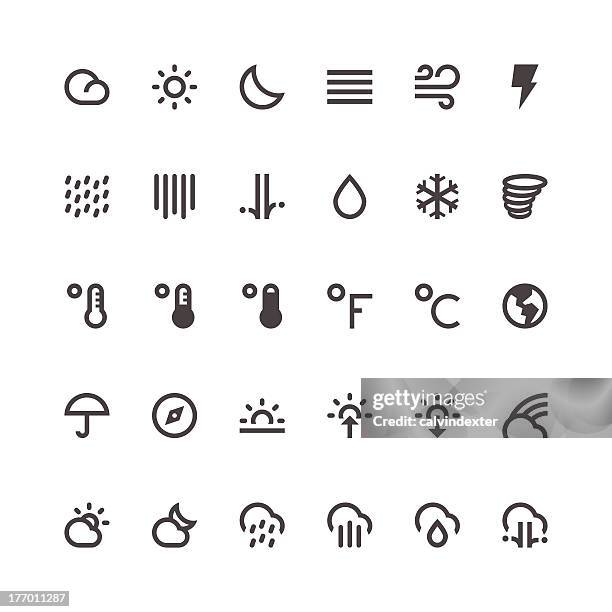 weather icons set 1 | paris series - monsoon stock illustrations