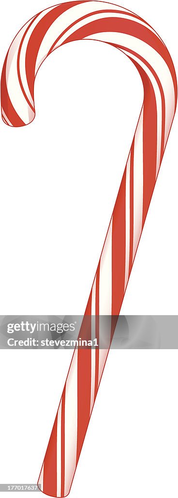 A mint striped candy cane tasty candy