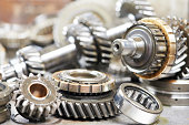 Close up snapshot of small gears from an automobile engine