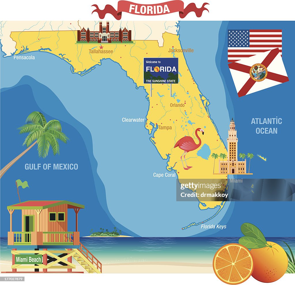 Cartoon map of Florida
