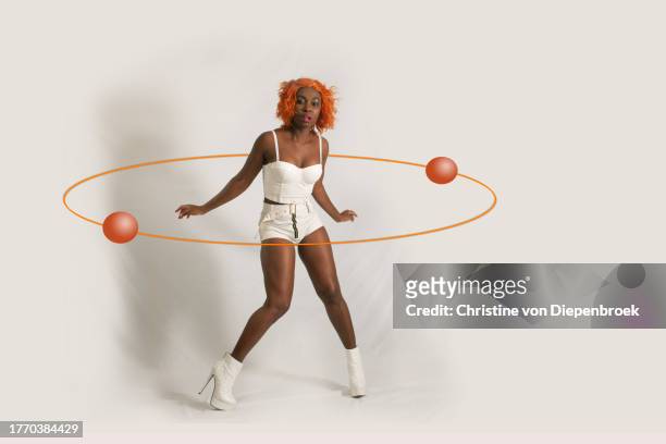 dancing woman with spheres - poznań stock pictures, royalty-free photos & images