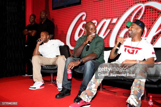 Singers Tank, Tyrese and Ginuwine of the group T.G.T., answers questions and have fun with their fans in the V103-FM "Coca-Cola Lounge" in Chicago,...