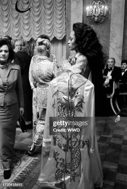 Singer Diana Ross and cast on set during the filming of Mahogony.