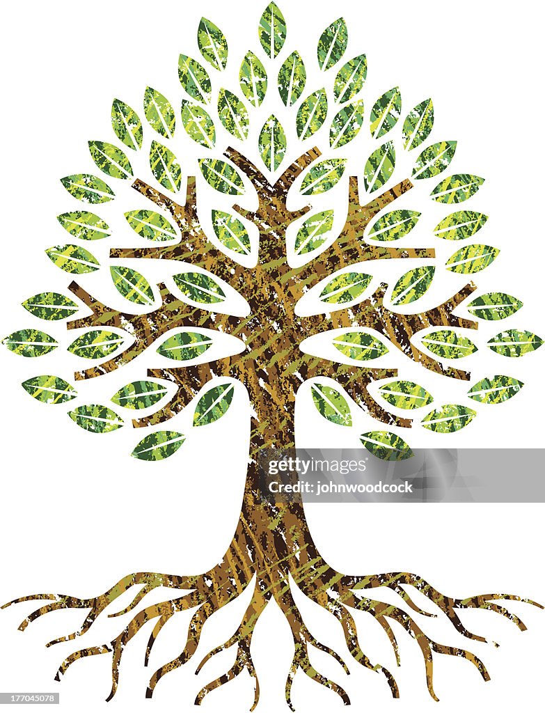 Simple Tree Drawing With Roots Isolated Tree Roots Black And White