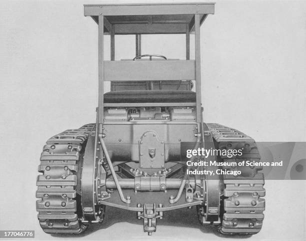 Rear End Construction - black and white image of the rear view of the Monarch 75 Tractor, revealing its superior construction, and ability to handle...