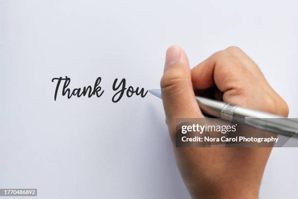 handwriting thank you note - grazie foto e immagini stock