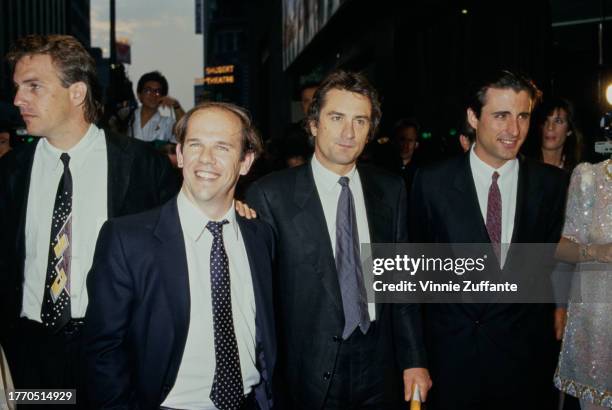 Kevin Costner, Charles Martin Smith, Robert De Niro and Andy Garcia at "The Untouchables" New York City premiere at the Lowes Astor Plaza in New York...