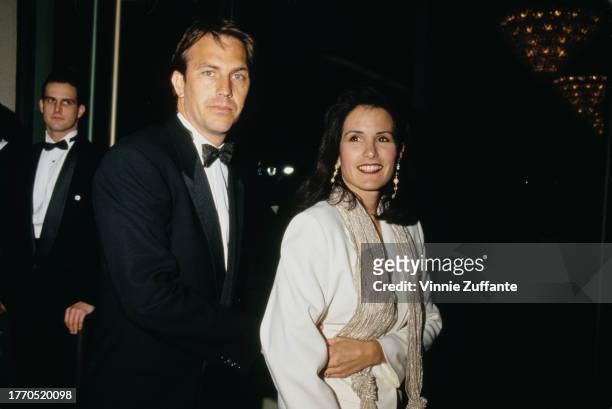 Kevin Costner and his wife Cindy attend the AFI Awards, United States, circa 1990s.