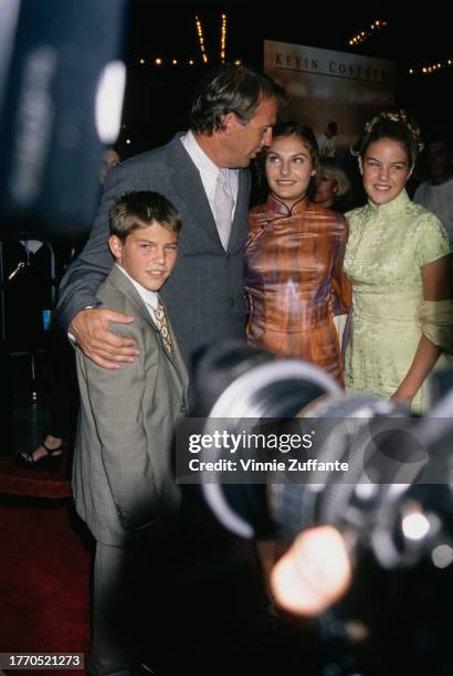 Kevin Costner and kids Joe, Annie and Lily Costner attend the "For Love of the Game" Century City premiere, held at Cineplex Odeon Century Plaza...