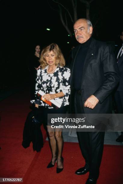 Sean Connery & wife Micheline Roquebrune during the "Dragonheart" premiere, held at the Mann Village Theatre in Westwood, California, United States,...