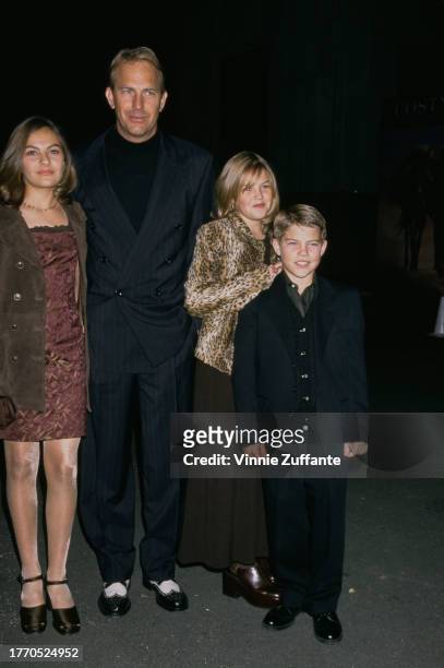 Kevin Costner and his children Lily, Annie, & Joe during "The Postman" Los Angeles premiere, at Warner Bros. Studios in Burbank, California, United...