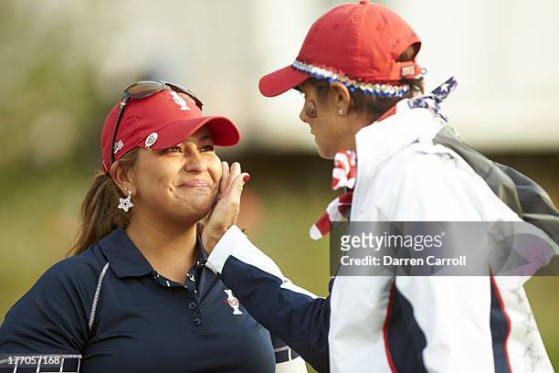 13th Solheim Cup: Team USA Lizette Salas with Laura Diaz during Friday Foursomes at Colorado GC. Parker, CO 8/16/2013 CREDIT: Darren Carroll