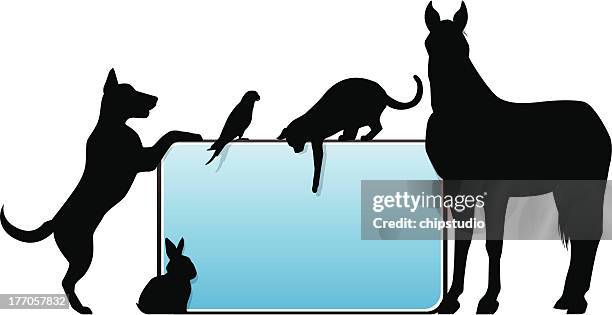 ilustraciones, imágenes clip art, dibujos animados e iconos de stock de señal de animal - dog silhouette