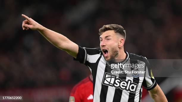 Newcastle United player Paul Dummett reacts during the Carabao Cup Fourth Round match between Manchester United and Newcastle United at Old Trafford...