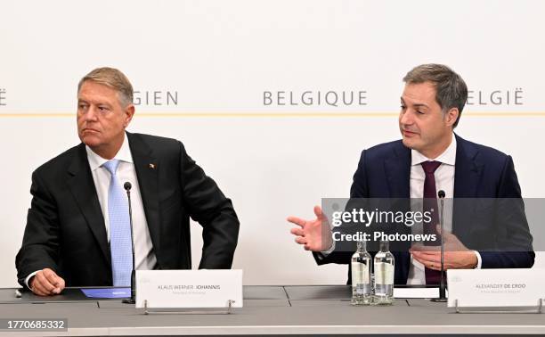 Prime Minister Alexander De Croo receives the President of Romania. The Prime Minister and President Klaus Johannis are discussing, among other...