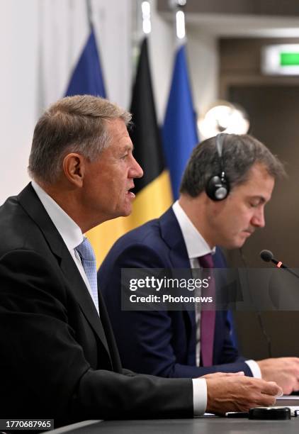 Prime Minister Alexander De Croo receives the President of Romania. The Prime Minister and President Klaus Johannis are discussing, among other...