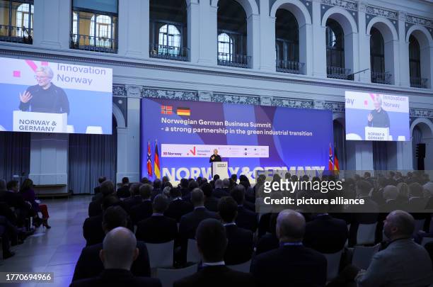 November 2023, Hamburg: Almut Möller , State Councillor and Plenipotentiary of the Free and Hanseatic City of Hamburg, addresses a panel discussion...