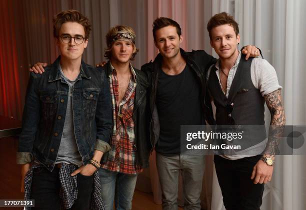 Tom Fletcher, Dougie Poynter, Harry Judd and Danny Jones of McFly attend the "One Direction This Is Us" world premiere after party on August 20, 2013...