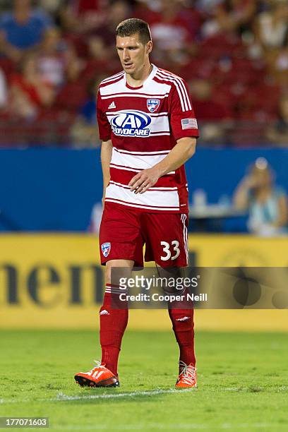 Kenny Cooper of FC Dallas looks on against the Los Angeles Galaxy on August 11, 2013 at FC Dallas Stadium in Frisco, Texas.
