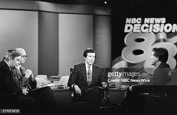 Decision '88: New Hampshire Primary" -- Pictured: The New York Times' R.W. Apple, Jr., Washington Posts' David Broder, moderator NBC News' Chris...
