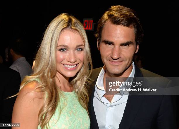 Professional Tennis Player Roger Federer and Actress Katrina Bowden attend Moet & Chandon Celebrates Its 270th Anniversary With New Global Brand...
