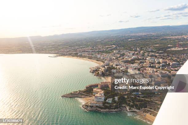 aerial view of tarragona coast, spain - tarragona stock pictures, royalty-free photos & images