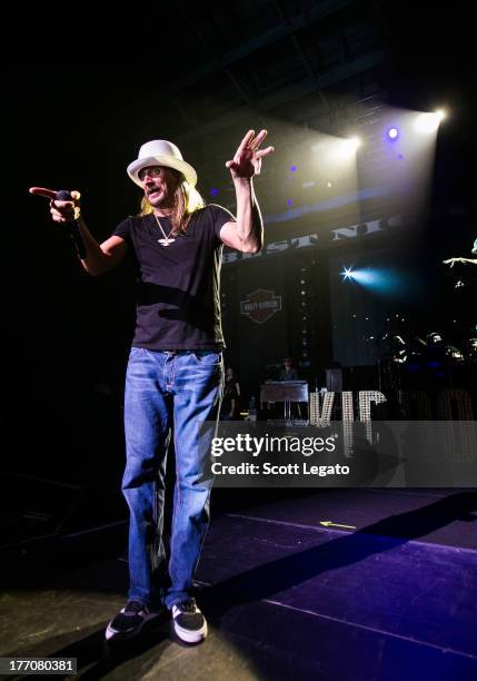 Kid Rock performs on last night of 8 sold out shows during the $20 Best Night Ever Tour at DTE Energy Center on August 20, 2013 in Clarkston,...