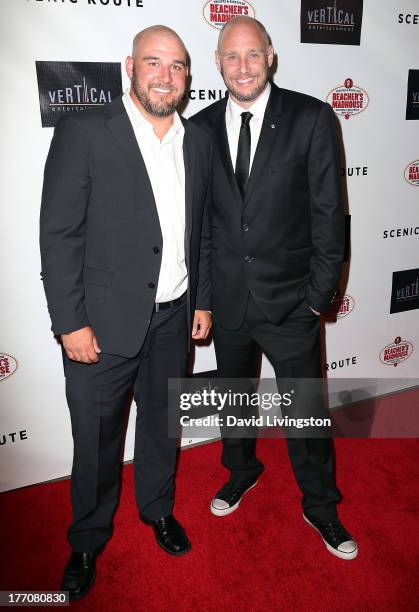Directors Kevin Goetz and Michael Goetz attend the premiere of Vertical Entertainment's "Scenic Route" at the Chinese 6 Theaters Hollywood on August...