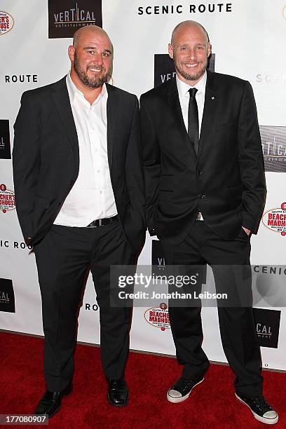 Kevin Goetz and Michael Goetz arrive to the "Scenic Route" Los Angeles Premiere at Chinese 6 Theater Hollywood on August 20, 2013 in Hollywood,...