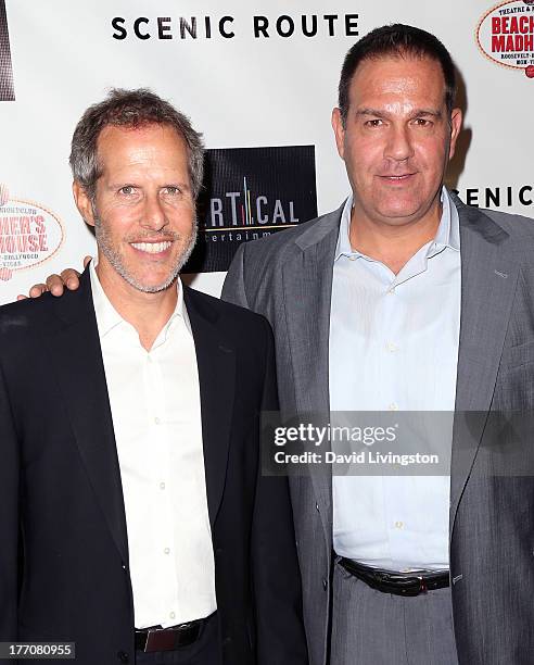 Vertical Entertainment co-presidents Rich Goldberg and Mitch Budin attend the premiere of Vertical Entertainment's "Scenic Route" at the Chinese 6...