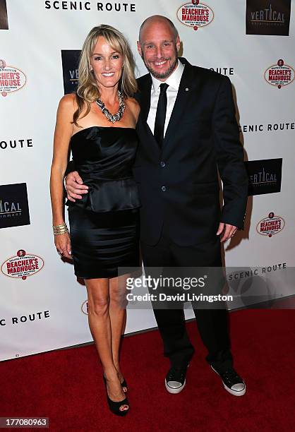 Director Michael Goetz and Colleen Goetz attend the premiere of Vertical Entertainment's "Scenic Route" at the Chinese 6 Theaters Hollywood on August...