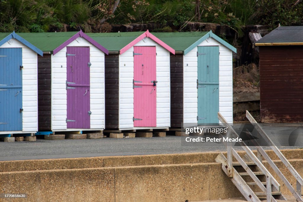 Colourful beach huts on the Isle of Wight