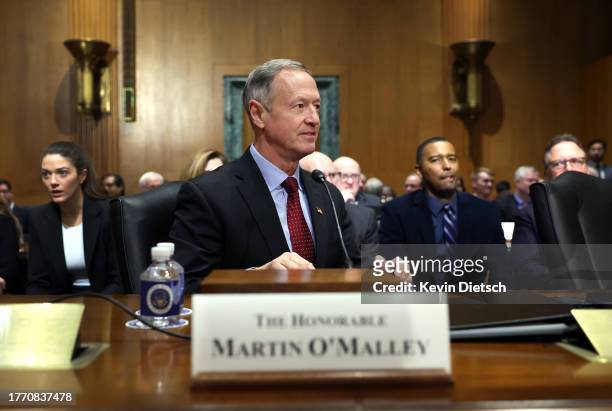 Former Gov. Martin O'Malley , President Biden's nominee to be the next Commissioner of Social Security, arrives to his confirmation hearing before...