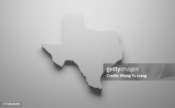 texas state blank map with borders, 3d rendered - tx map stock pictures, royalty-free photos & images