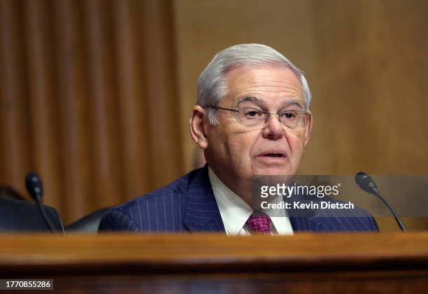 Sen. Bob Menendez questions former Gov. Martin O'Malley , President Biden's nominee to be the next Commissioner of Social Security, during his...