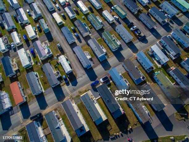 caravan holiday park from above - trailer home exterior stock pictures, royalty-free photos & images