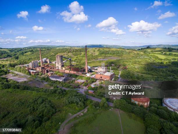 derelict cwm coke works facility production site - coal mine stock pictures, royalty-free photos & images