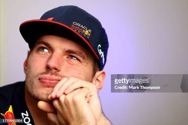 Max Verstappen of the Netherlands and Oracle Red Bull Racing looks on during previews ahead of the F1 Grand Prix of Brazil at Autodromo Jose Carlos...