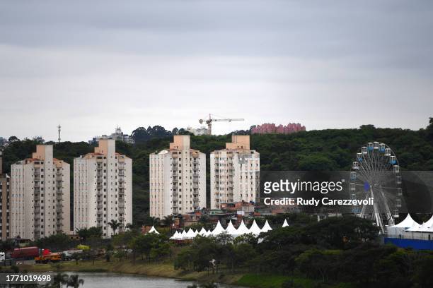 General view of buildings around the circuit during previews ahead of the F1 Grand Prix of Brazil at Autodromo Jose Carlos Pace on November 02, 2023...