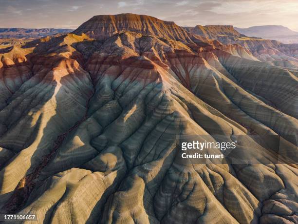 aerial volcanic landscape - tufa stock pictures, royalty-free photos & images