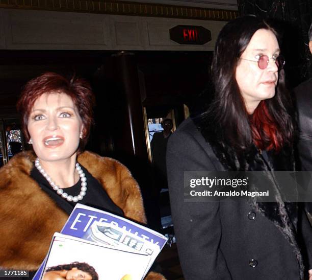 Sharon and Ozzy Osbourne of "The Osbournes" arrive with their family to promote the release of the complete 2002 season of "The Osbournes" on DVD...