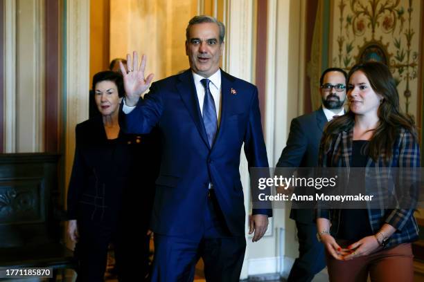 President of the Dominican Republic Luis Rodolfo Abinader arrives to a Senate Foreign Relations Committee reception at the U.S. Capitol on November...