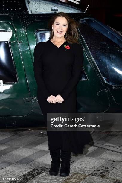 Barbara Broccoli arrives at the "007: Road To A Million" Premiere at Battersea Power station on November 02, 2023 in London, England.