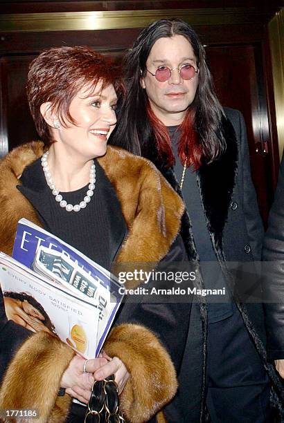 Sharon and Ozzy Osbourne of "The Osbournes" arrive with their family to promote the release of the complete 2002 season of "The Osbournes" on DVD...