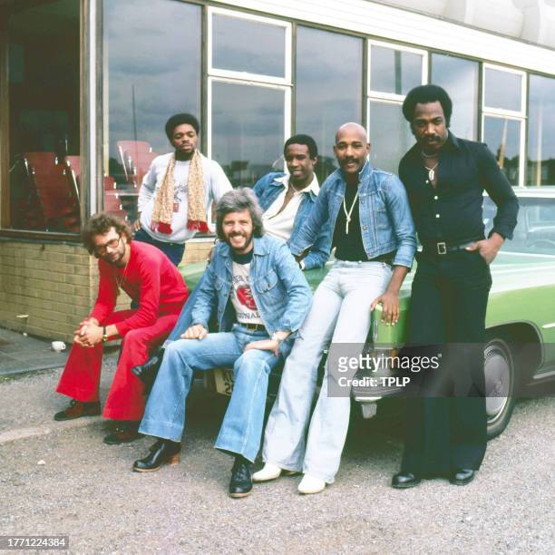 Portrait of members of the Funk, Soul, and Pop group Hot Chocolate, London, England, September 10, 1976. Pictured are, from left, Tony Conner , Derek...