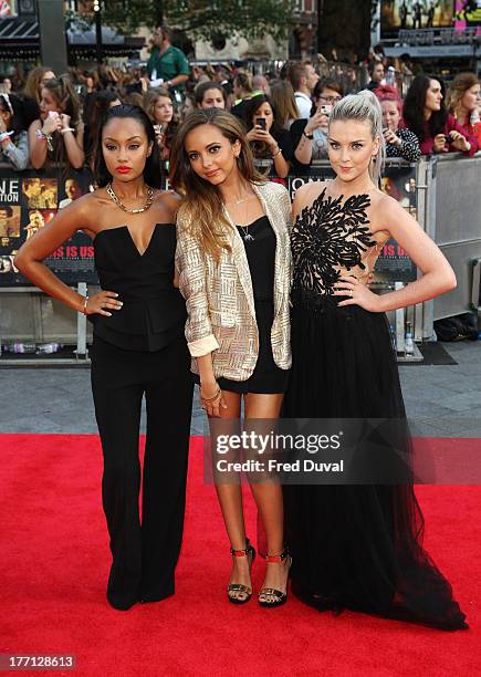 Leigh-Anne Pinnock, Jade Thirlwall and Perrie Edwards of Little Mix attends the World Premiere of 'One Direction: This Is Us' at Empire Leicester...